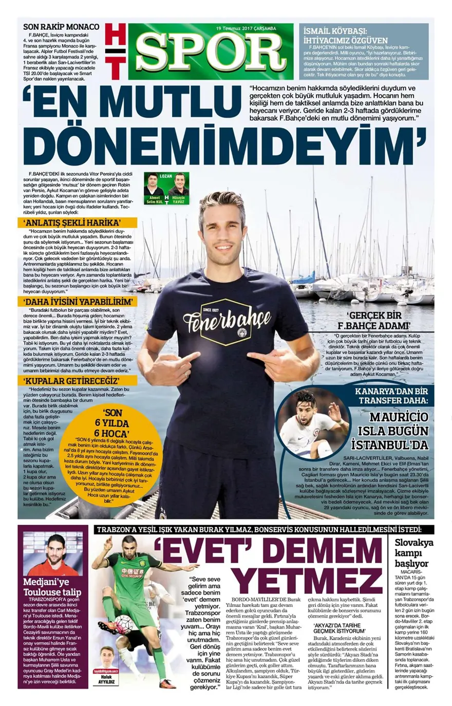 Günün spor gazeteleri (Transfer haberleri - 19 Temmuz 2017) 10