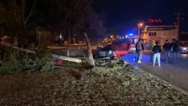 Kütahya'da otomobil ağaca çarptı: 2 yaralı