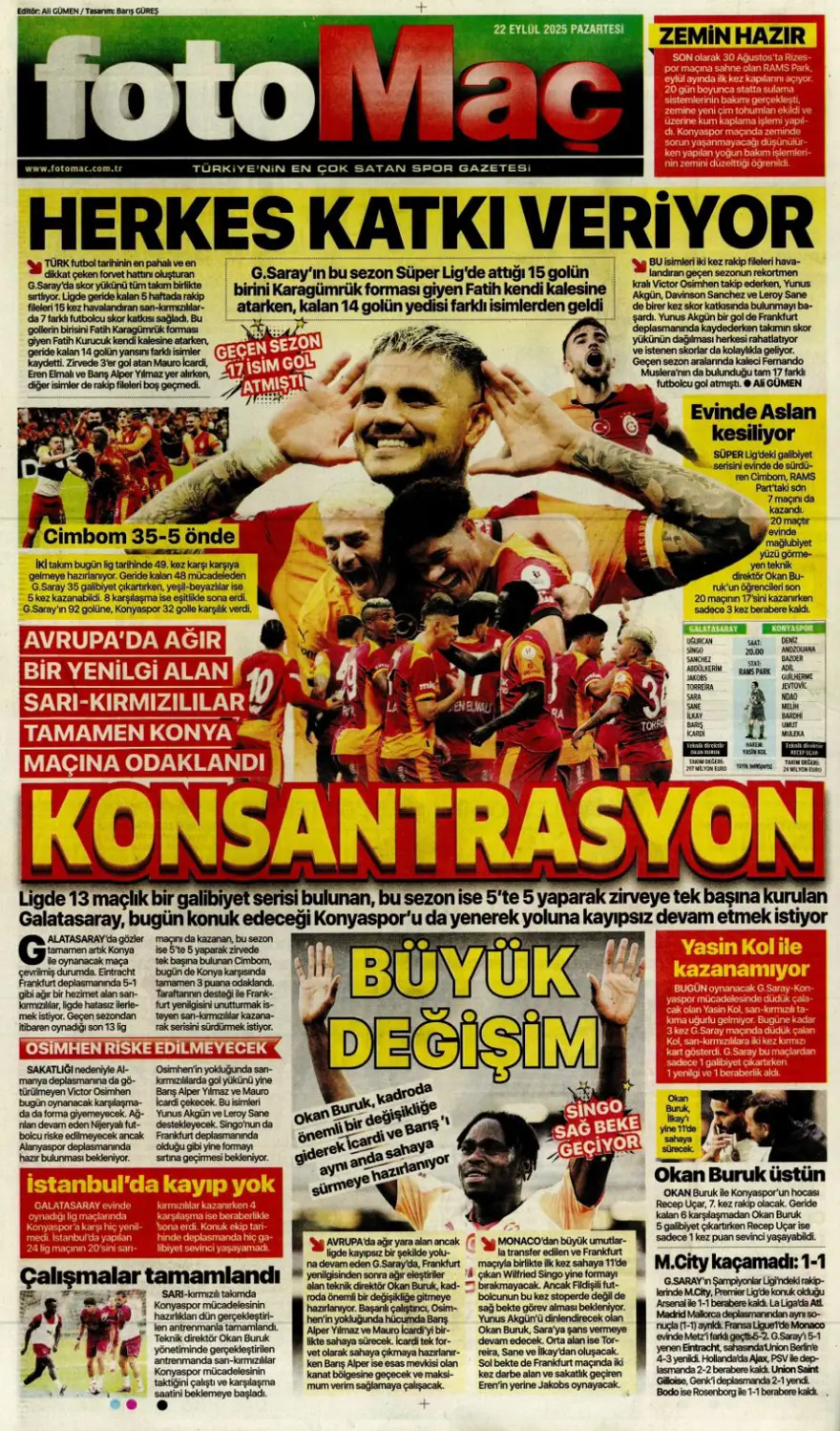 "Başkanı değişti, kaderi değişmedi" (22 Eylül spor manşetleri) 12