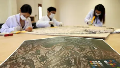 Üzüm hasadı temalı tarihi mozaik Hatay Arkeoloji Müzesi'nde sergilenecek