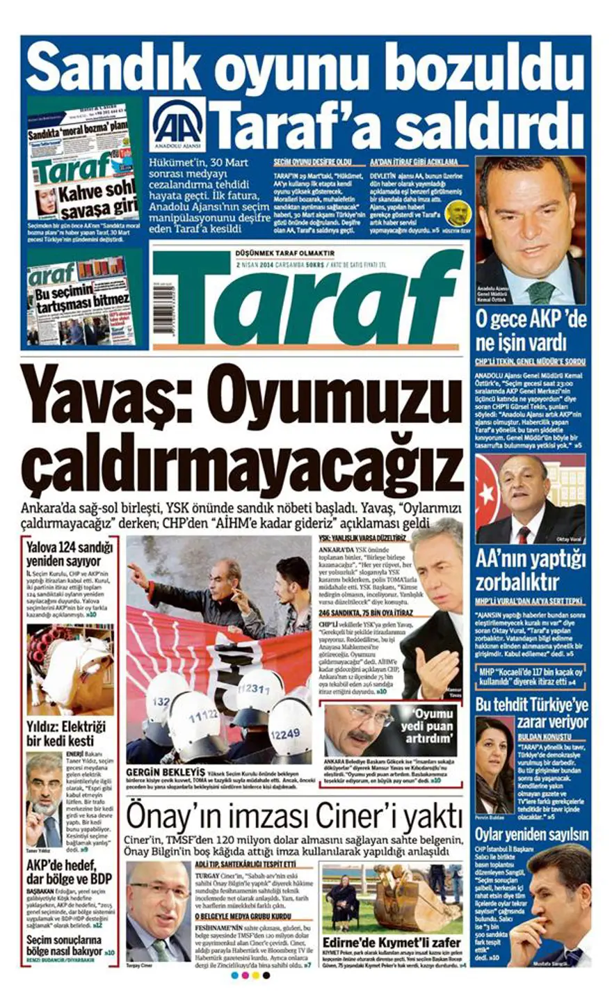 Günün gazete manşetleri - 2 Nisan 2014 6 Günün gazete manşetleri - 2 Nisan 2014 6