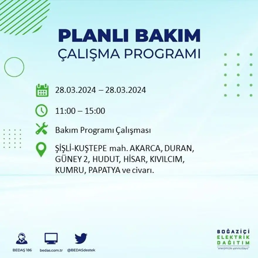 İstanbul'un 19 ilçesinde elektrik kesintisi: Elektrikler ne zaman gelecek? (28 Mart tarihli BEDAŞ kesinti programı) 56