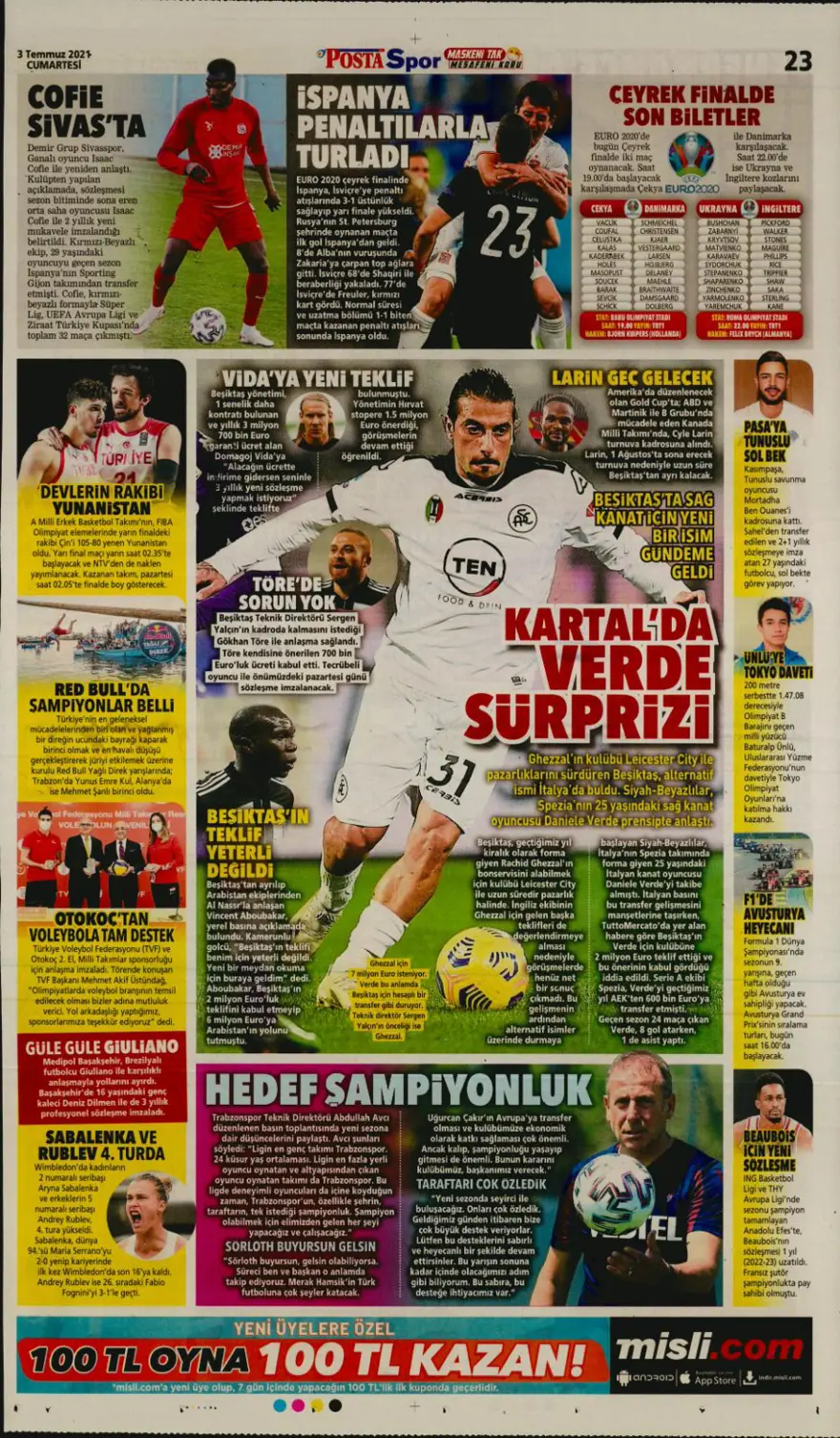 Günün spor manşetleri (3 Temmuz 2021) 12