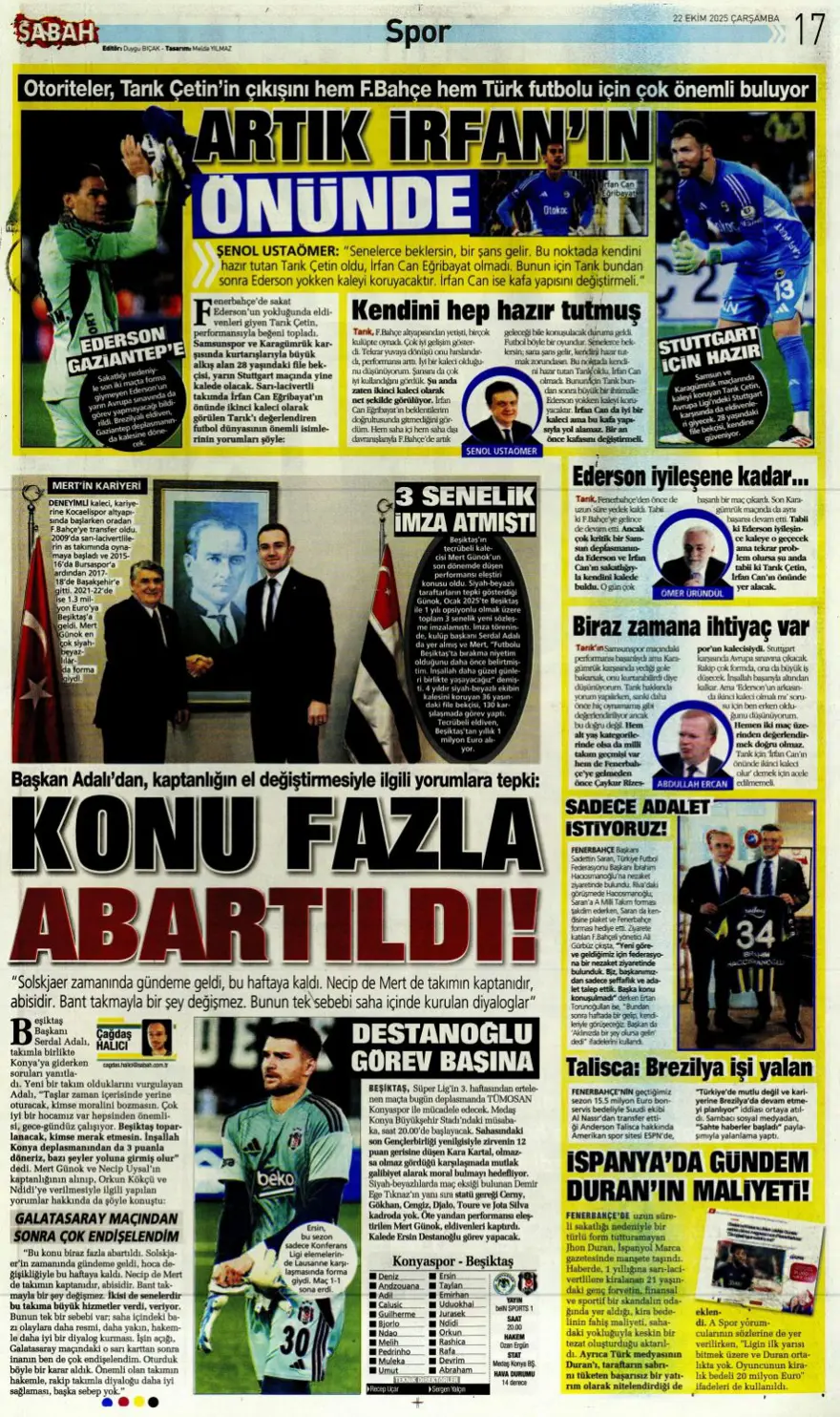 "Viking'i yen Avrupa'yı titret" (22 Ekim 2025 spor manşetleri) 17