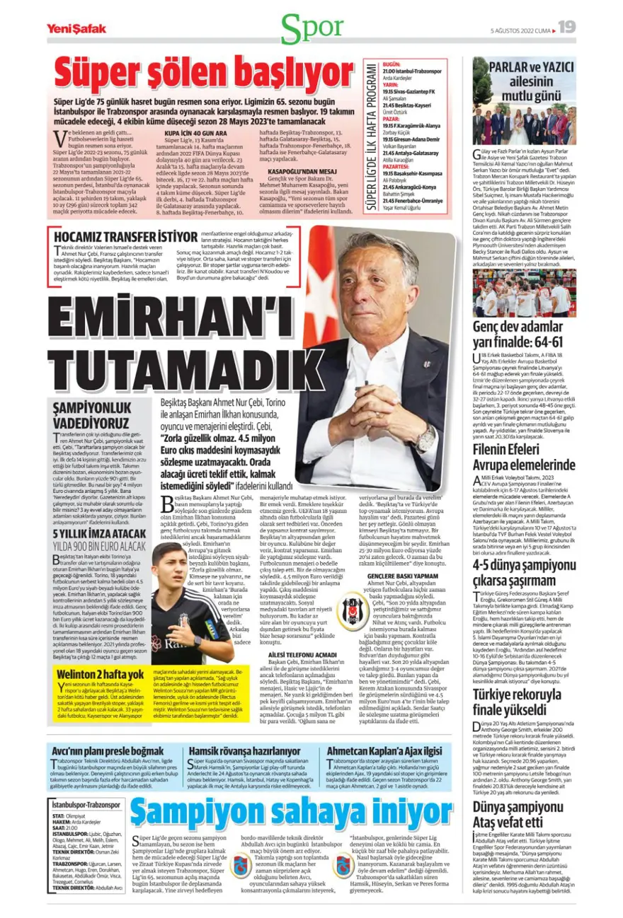 Günün spor manşetleri (5 Ağustos 2022) 18