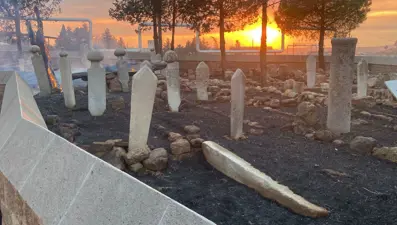 Çanakkale'deki orman yangınında tarihi mezarlar zarar gördü