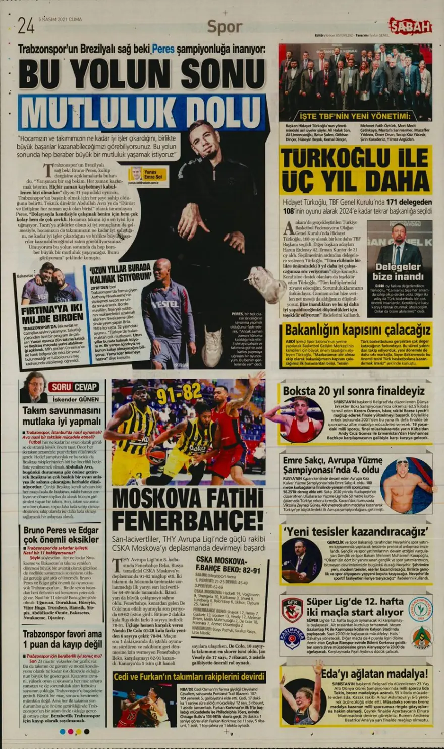 Günün spor manşetleri (5 Kasım 2021) 28