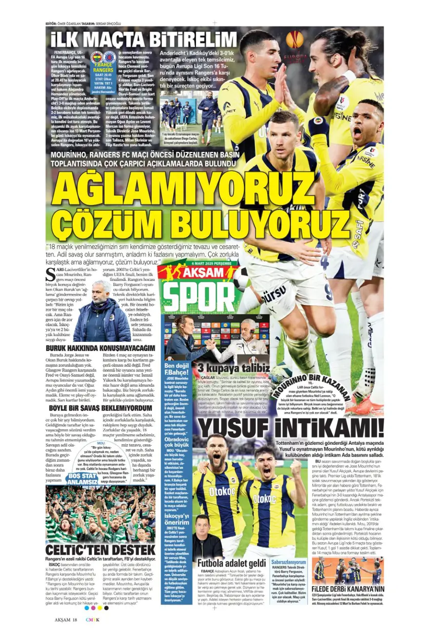 "Kadıköy'de bu işi bitirelim" (6 Mart 2025 spor manşetleri) 7