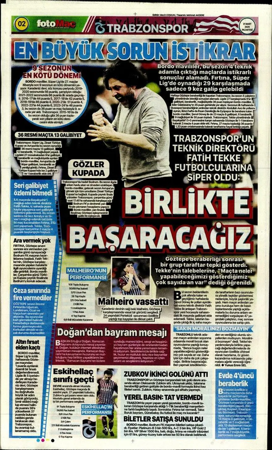 "Aslan'da büyük yemin" (31 Mart 2025 spor manşetleri) 27