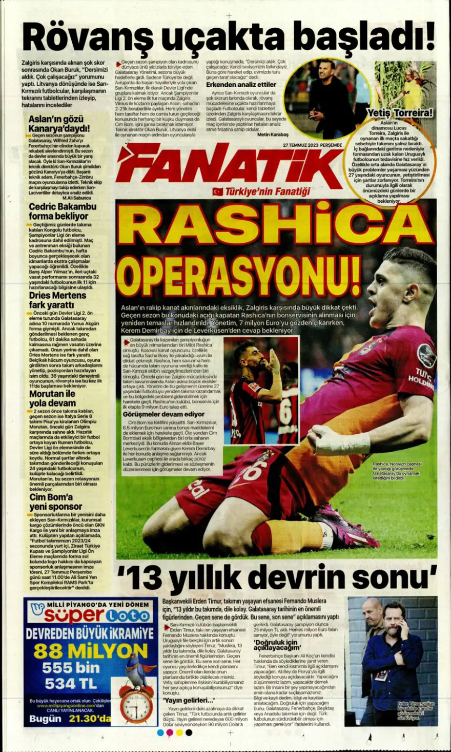 "Hücumda joker Rebic" günün spor manşetleri (27 Temmuz 2023) 10