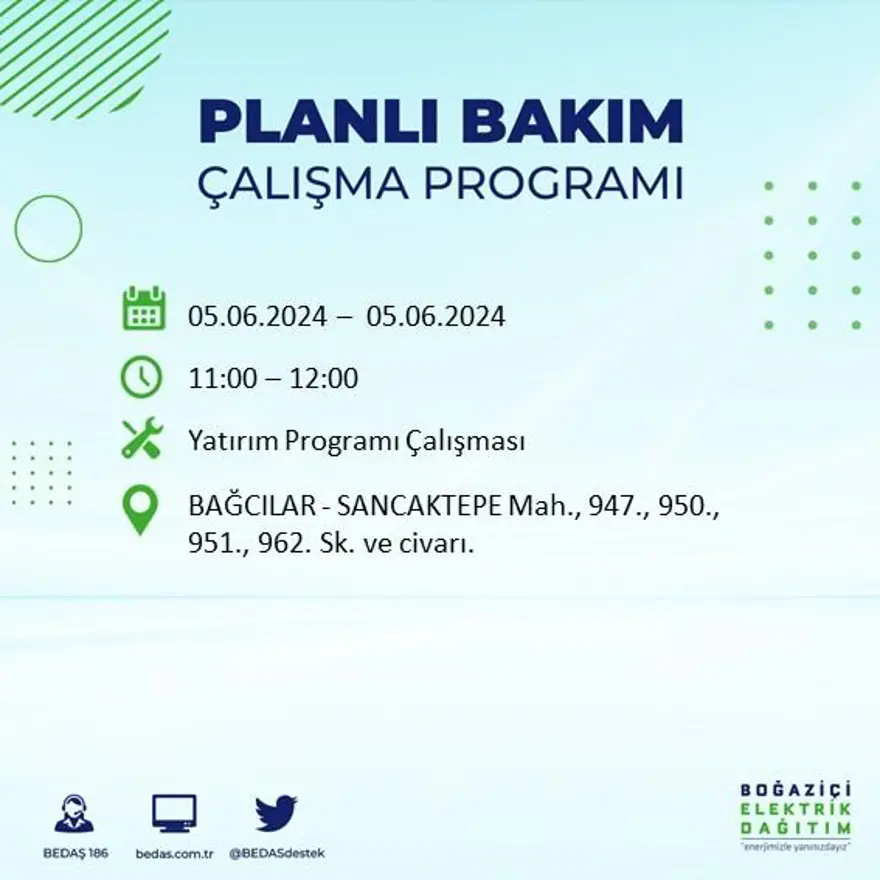 İstanbul'un 19 ilçesinde elektrik kesintisi: Elektrikler ne zaman gelecek? (5 Haziran BEDAŞ kesinti programı) 3 İstanbul'un 19 ilçesinde elektrik kesintisi: Elektrikler ne zaman gelecek? (5 Haziran BEDAŞ kesinti programı) 3