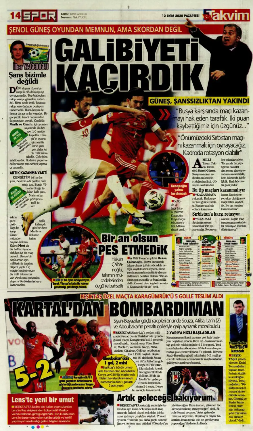 Günün spor manşetleri (12 Ekim 2020) 13