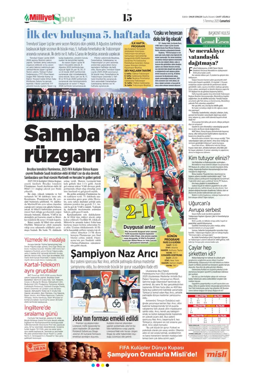 "Yine yeniden Mikautadze" (5 Temmuz 2025 spor manşetleri) 8
