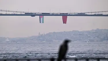 Köprülere Filistin bayrağı asıldı