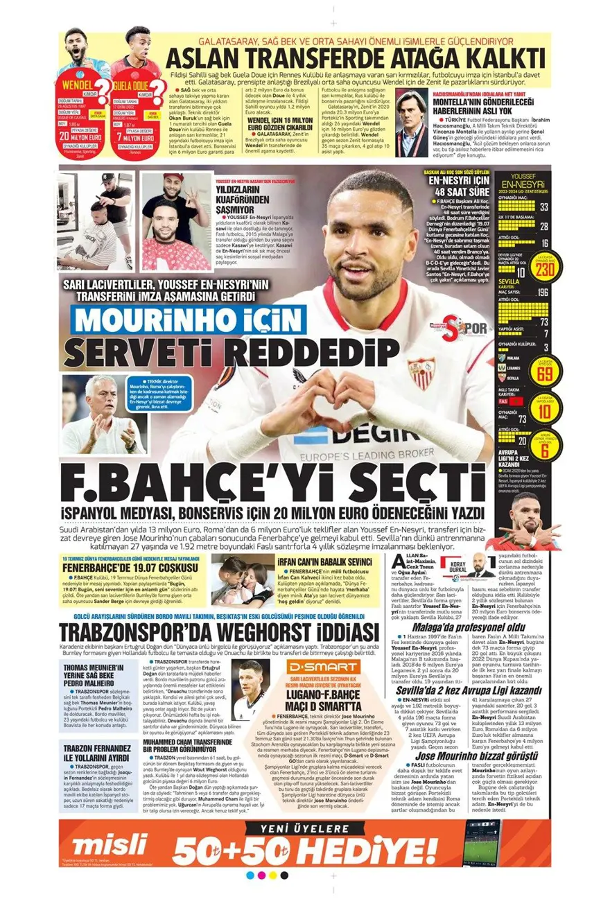 "Montella kalıyor yabancı kuralı değişiyor" (20 Temmuz 2024 spor manşetleri) 10 "Montella kalıyor yabancı kuralı değişiyor" (20 Temmuz 2024 spor manşetleri) 10