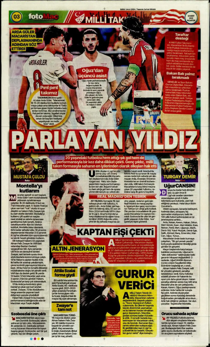 "Türkiye devler liginde" (24 Mart 2025 spor manşetleri) 3