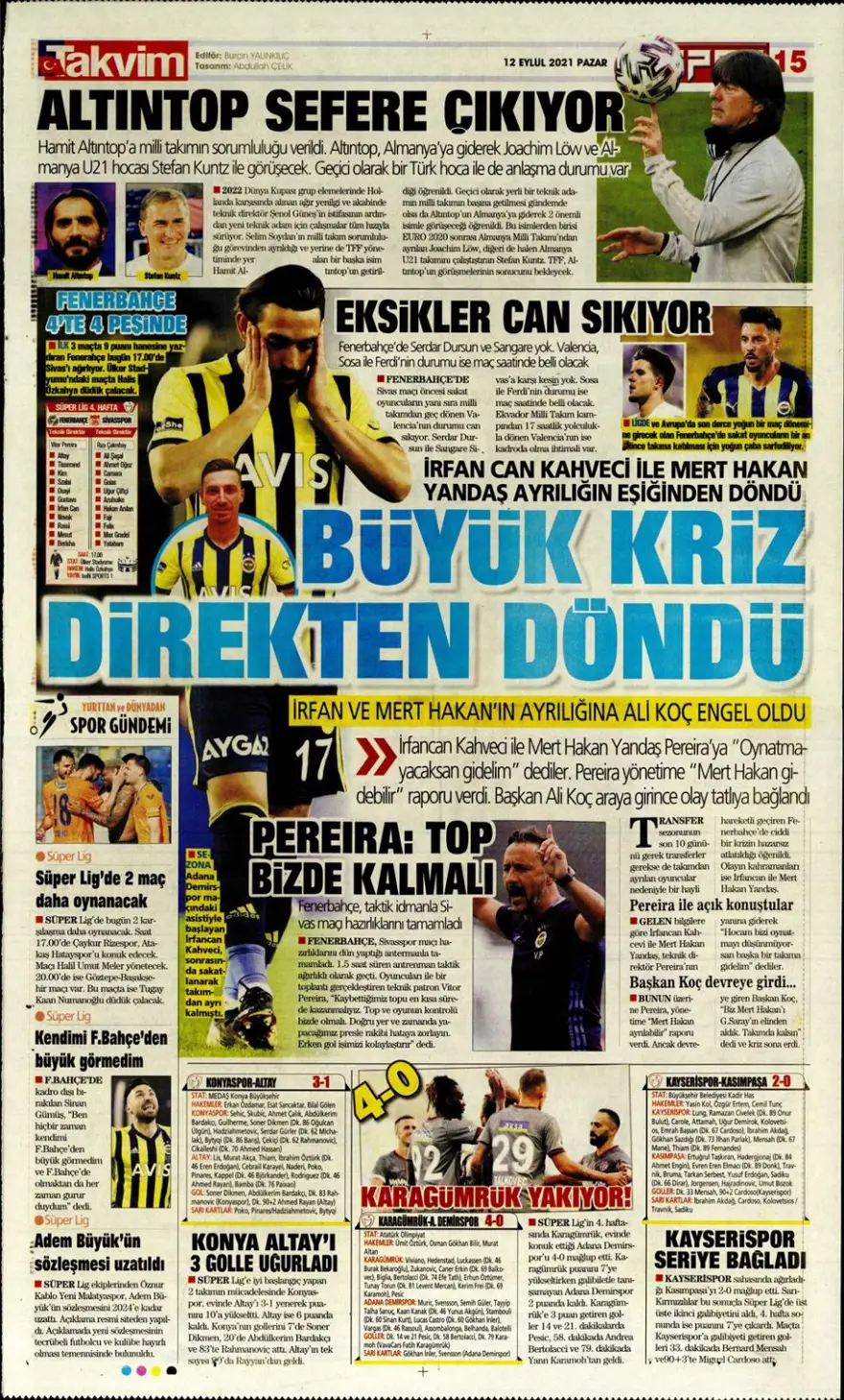 Günün spor manşetleri (12 Eylül 2021) 12 Günün spor manşetleri (12 Eylül 2021) 12