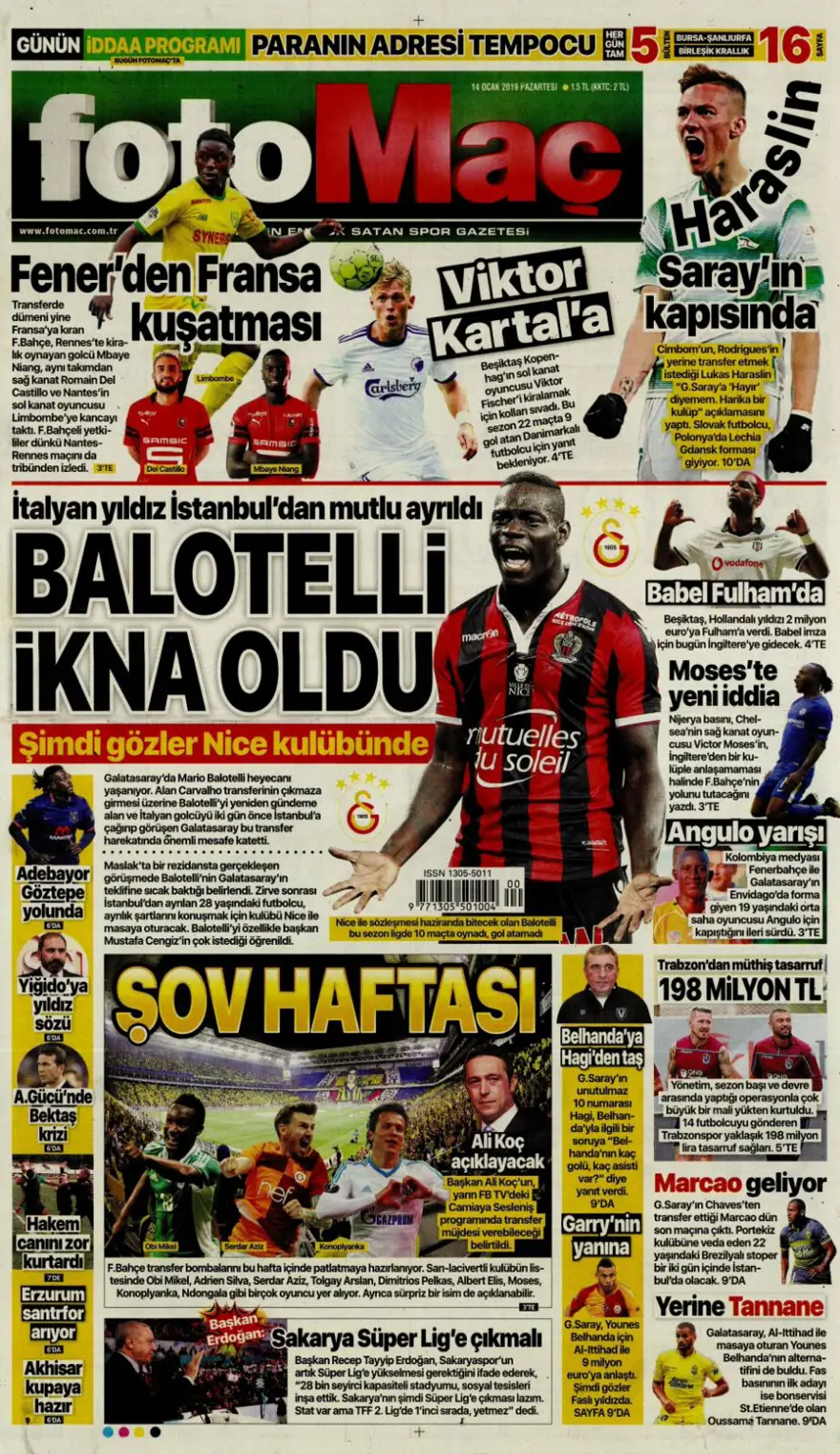 Günün spor manşetleri (14 Ocak 2019) 6