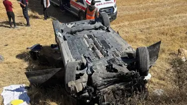 Tarlaya devrilen otomobildeki 2 kişi yaralandı