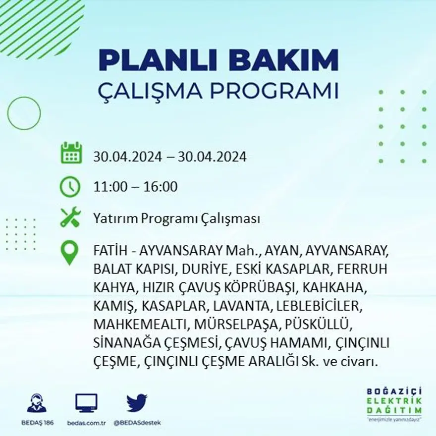 İstanbul'un 23 ilçesinde elektrik kesintisi: Elektrikler ne zaman gelecek? (30 Nisan tarihli BEDAŞ kesinti programı) 40