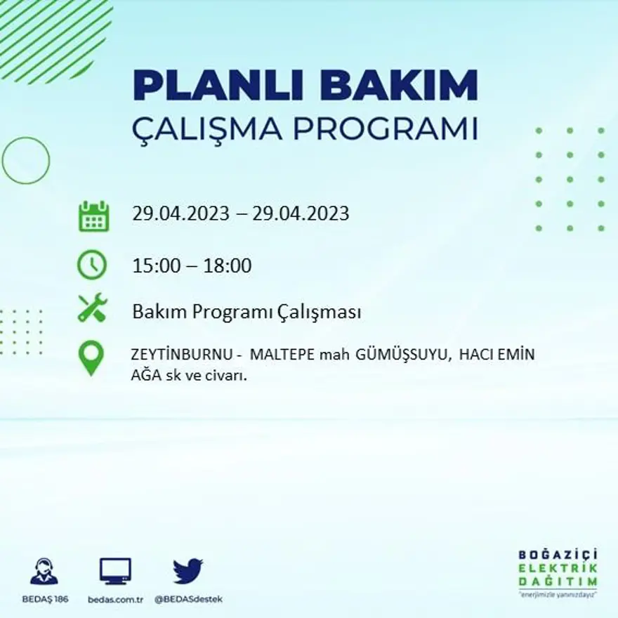 İstanbul'un 14 ilçesinde elektrik kesintisi: Elektrikler ne zaman gelecek? (29 Nisan BEDAŞ planlı elektrik kesintisi) 25