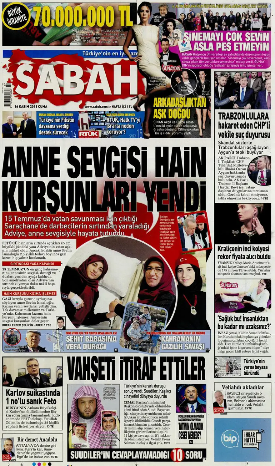 Günün gazete manşetleri - 16 Kasım 2018 9 Günün gazete manşetleri - 16 Kasım 2018 9
