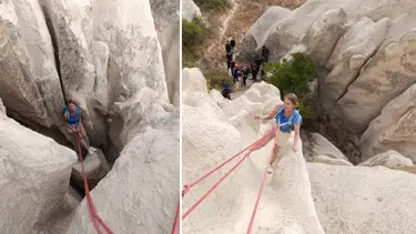 Vadide mahsur kalan turist kurtarıldı