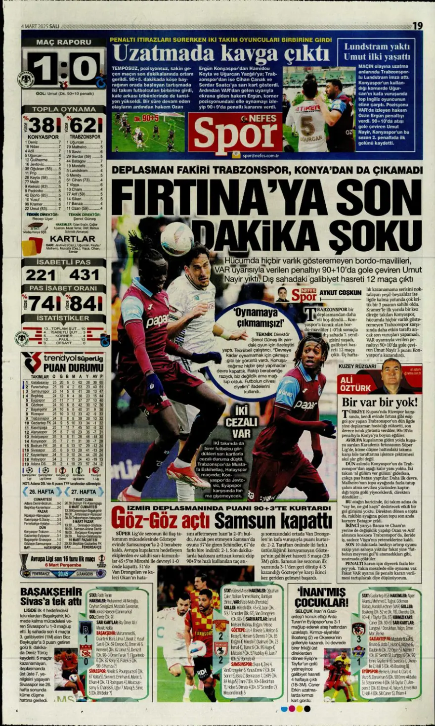 "Hedefte Buruk var" (4 Mart 2025 spor manşetleri) 12