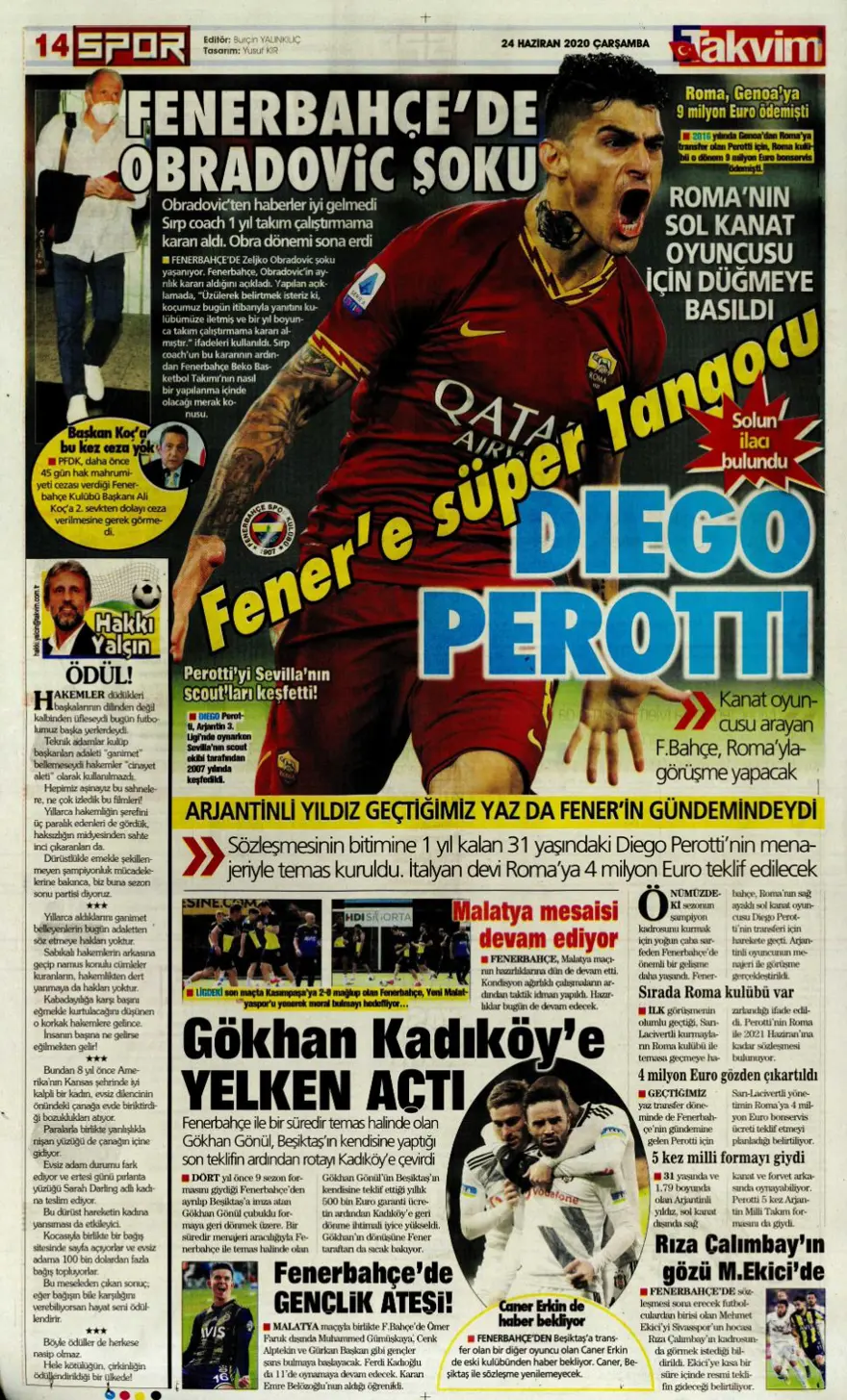 Günün spor manşetleri (24 Haziran 2020) 12