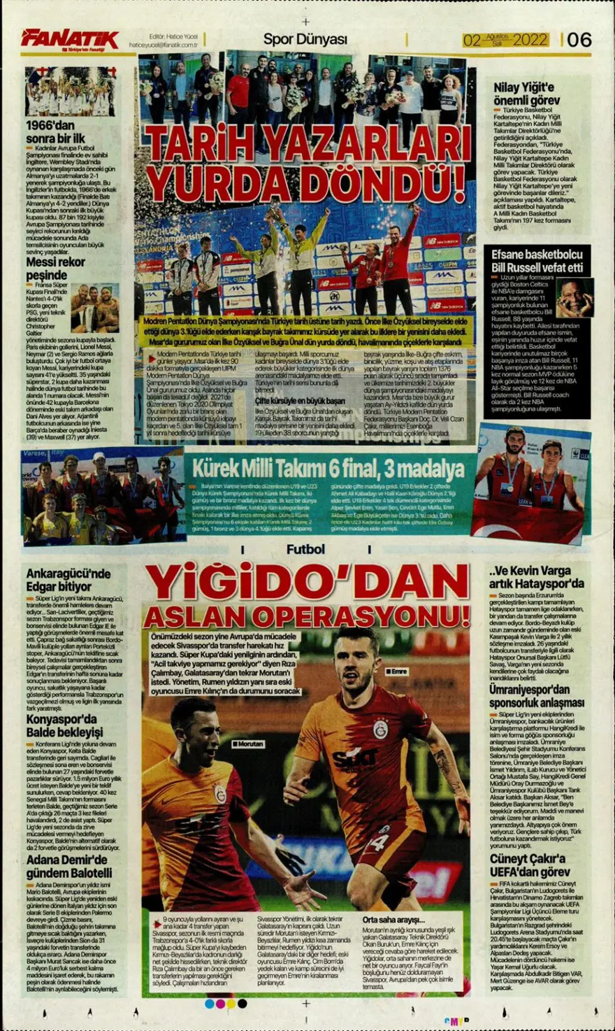 Günün spor manşetleri (2 Ağustos 2022) 27