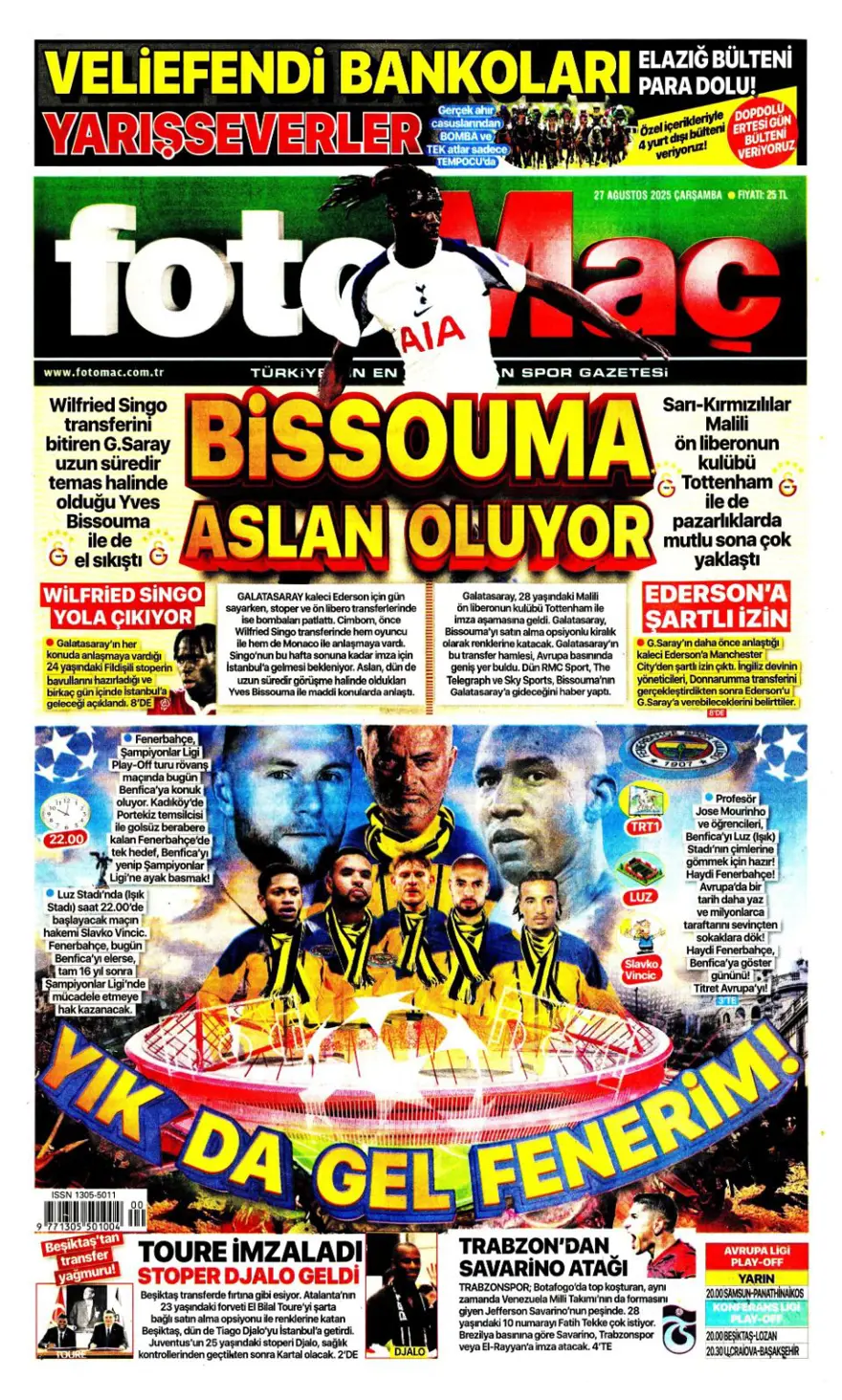 "Bitsin bu hasret" (27 Ağustos spor manşetleri) 3