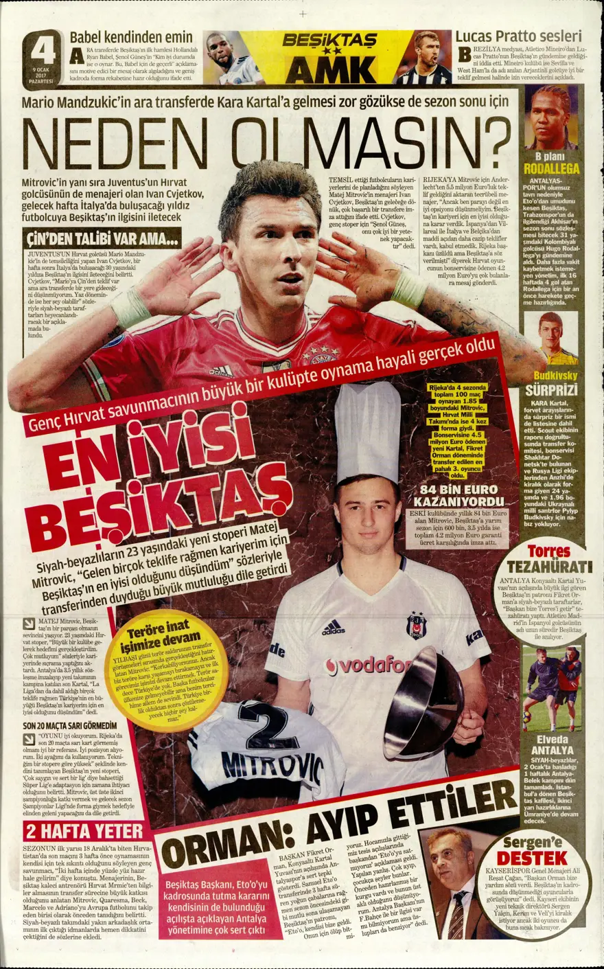 Günün spor manşetleri (09 Ocak 2017) 5