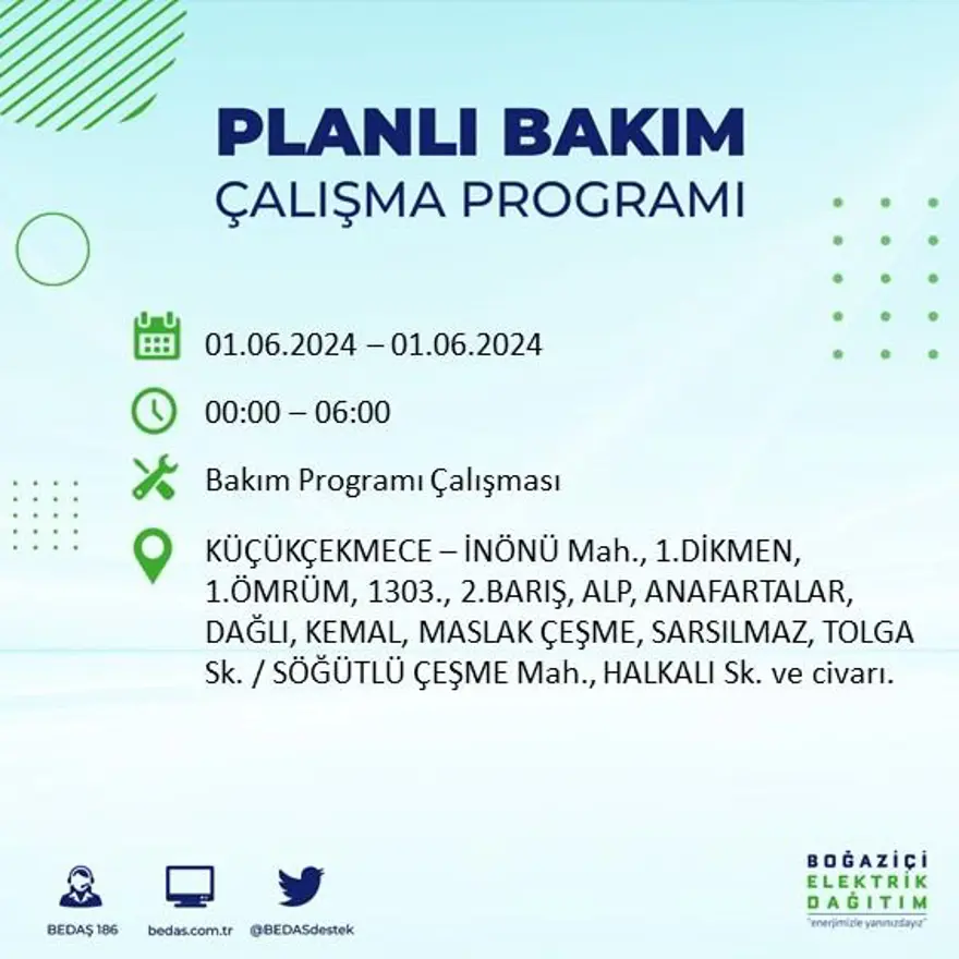 İstanbul'un 18 ilçesinde elektrik kesintisi yaşanacak: Elektrikler ne zaman gelecek? (1 Haziran BEDAŞ kesinti programı) 45 İstanbul'un 18 ilçesinde elektrik kesintisi yaşanacak: Elektrikler ne zaman gelecek? (1 Haziran BEDAŞ kesinti programı) 45