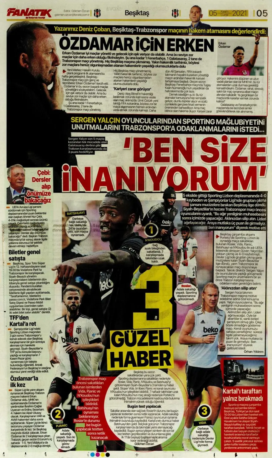 Günün spor manşetleri (5 Kasım 2021) 1