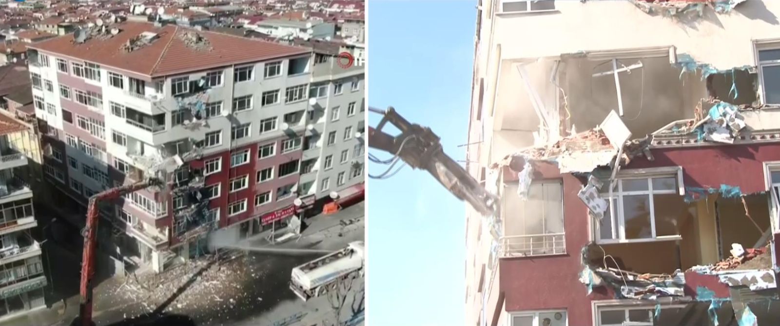 Bahçelievler'de riskli iki bina yıkılıyor (NTV ekibi yıkım alanında)
