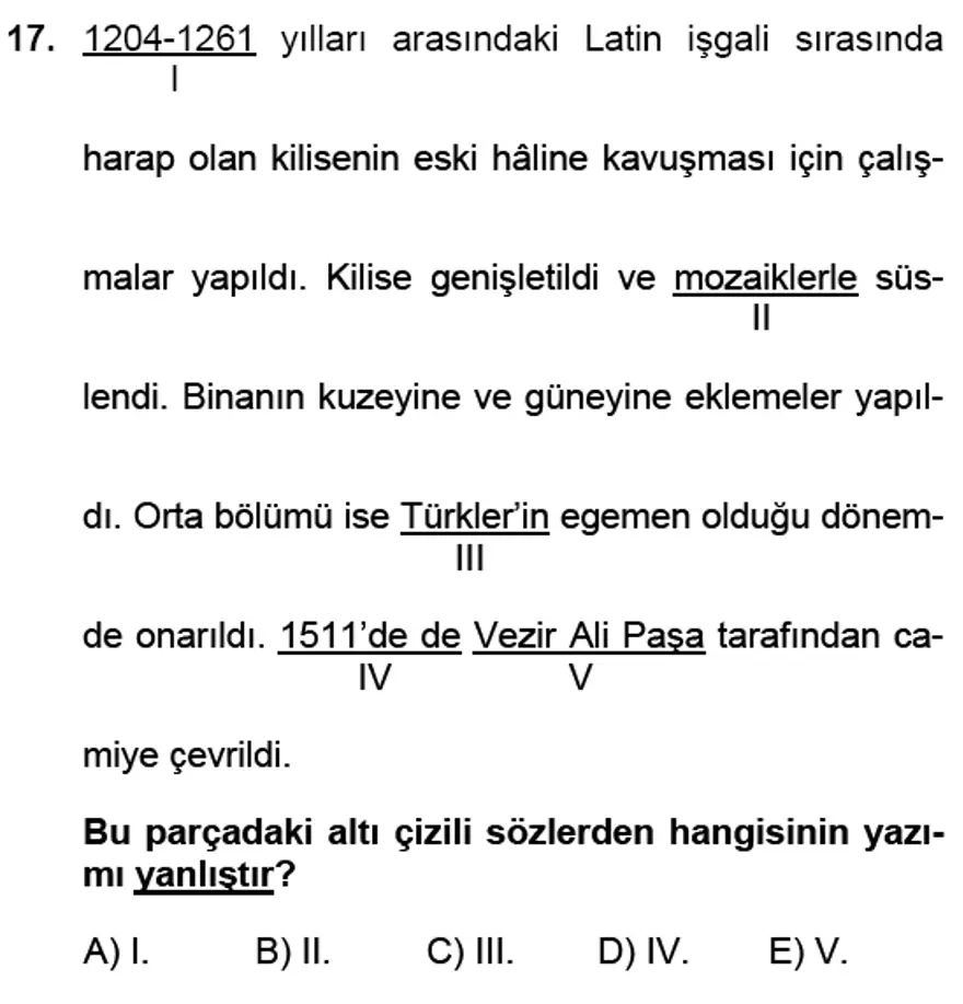 YGS Türkçe Soru ve Yanıtları 16