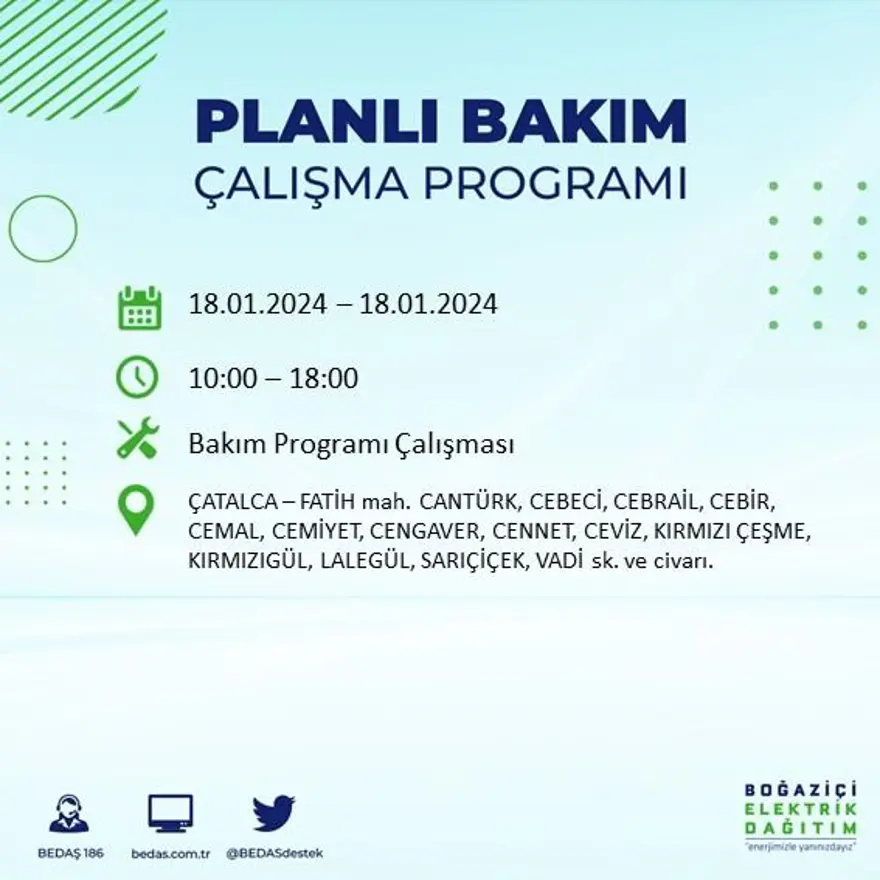 İstanbul'un 17 ilçesinde elektrik kesintisi yaşanacak: Elektrikler ne zaman gelecek? (18 Ocak BEDAŞ kesinti programı) 19