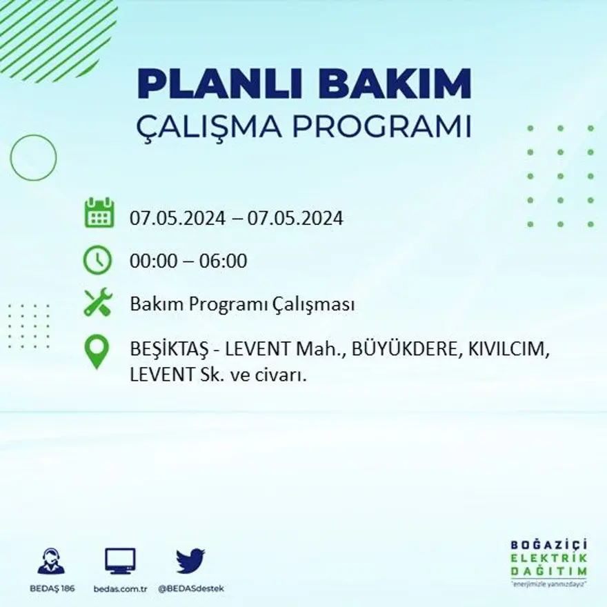 İstanbul'un 23 ilçesinde elektrik kesintisi: Elektrikler ne zaman gelecek? (7 Mayıs tarihli BEDAŞ kesinti programı) 18 İstanbul'un 23 ilçesinde elektrik kesintisi: Elektrikler ne zaman gelecek? (7 Mayıs tarihli BEDAŞ kesinti programı) 18
