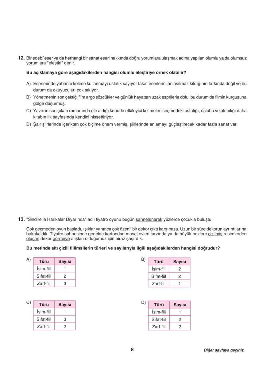 Uğur Okulları LGS-1 sözel deneme sınavı 7