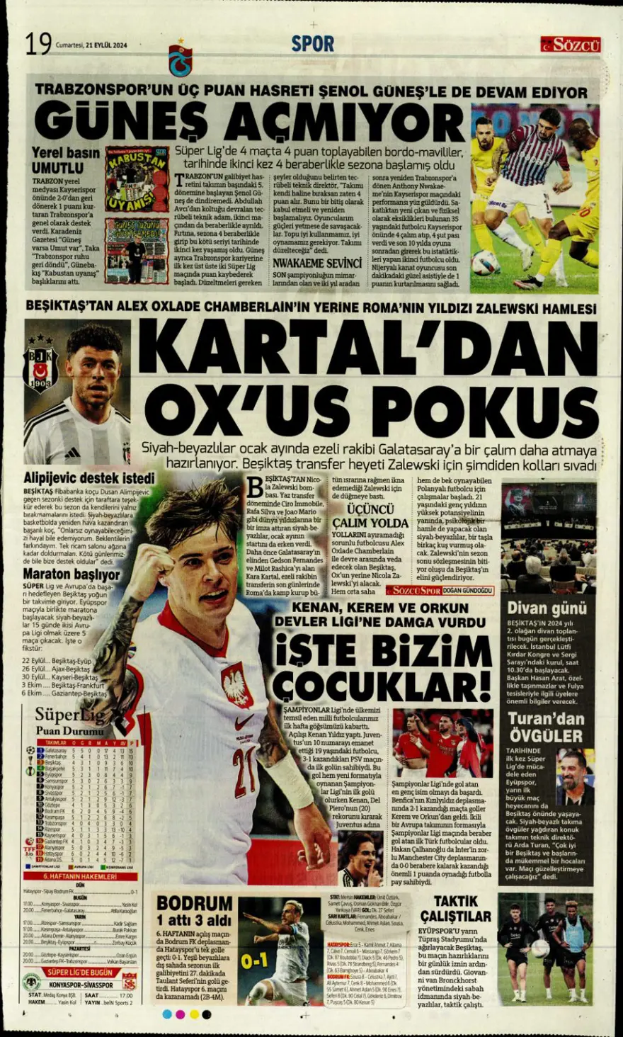 "Savunmada Fener, hücumda Aslan" (21 Eylül 2024 spor manşetleri) 9 "Savunmada Fener, hücumda Aslan" (21 Eylül 2024 spor manşetleri) 9