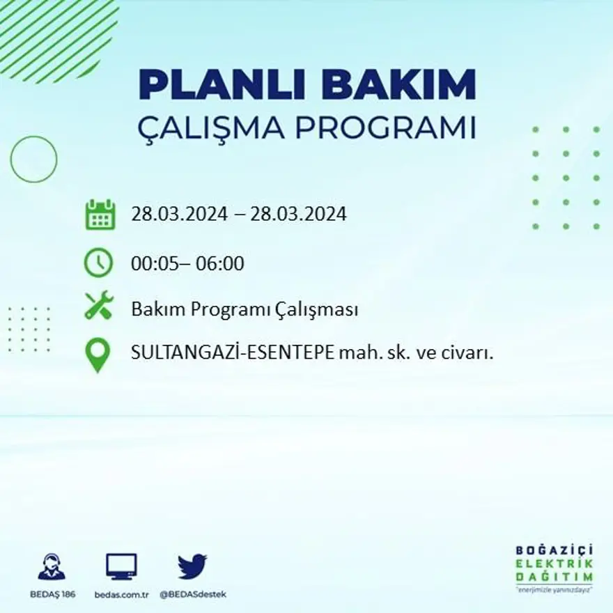 İstanbul'un 19 ilçesinde elektrik kesintisi: Elektrikler ne zaman gelecek? (28 Mart tarihli BEDAŞ kesinti programı) 52