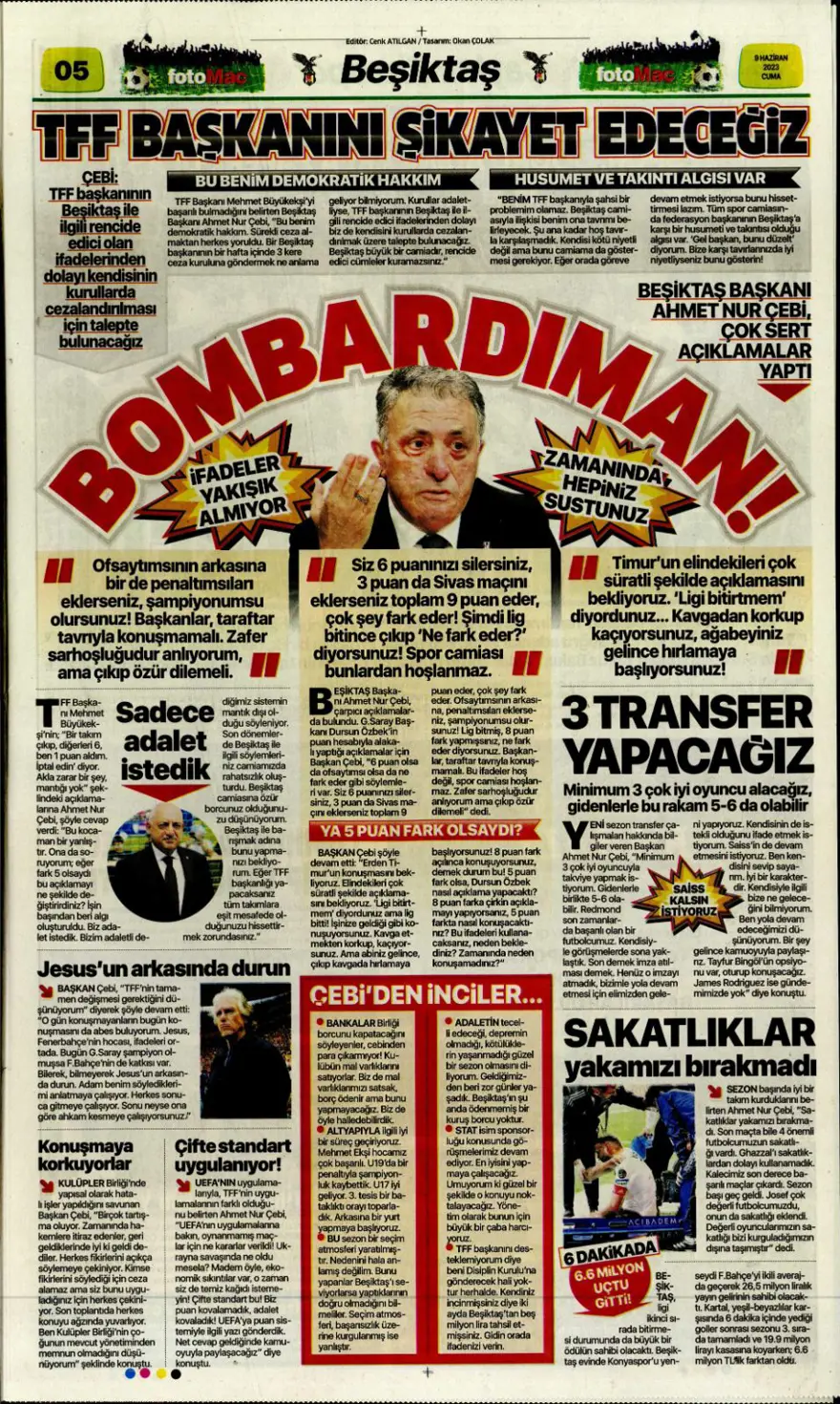 Günün spor manşetleri (9 Haziran 2023) 3