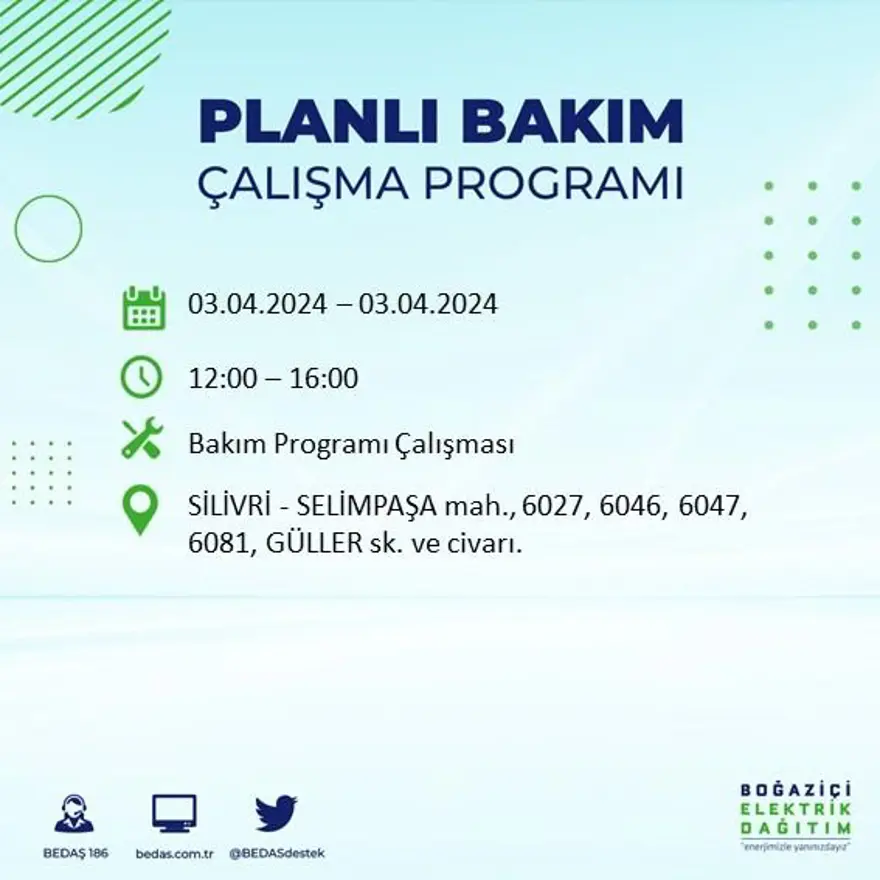 İstanbul'un 19 ilçesinde elektrik kesintisi: Elektrikler ne zaman gelecek? (3 Nisan tarihli BEDAŞ kesinti programı) 42