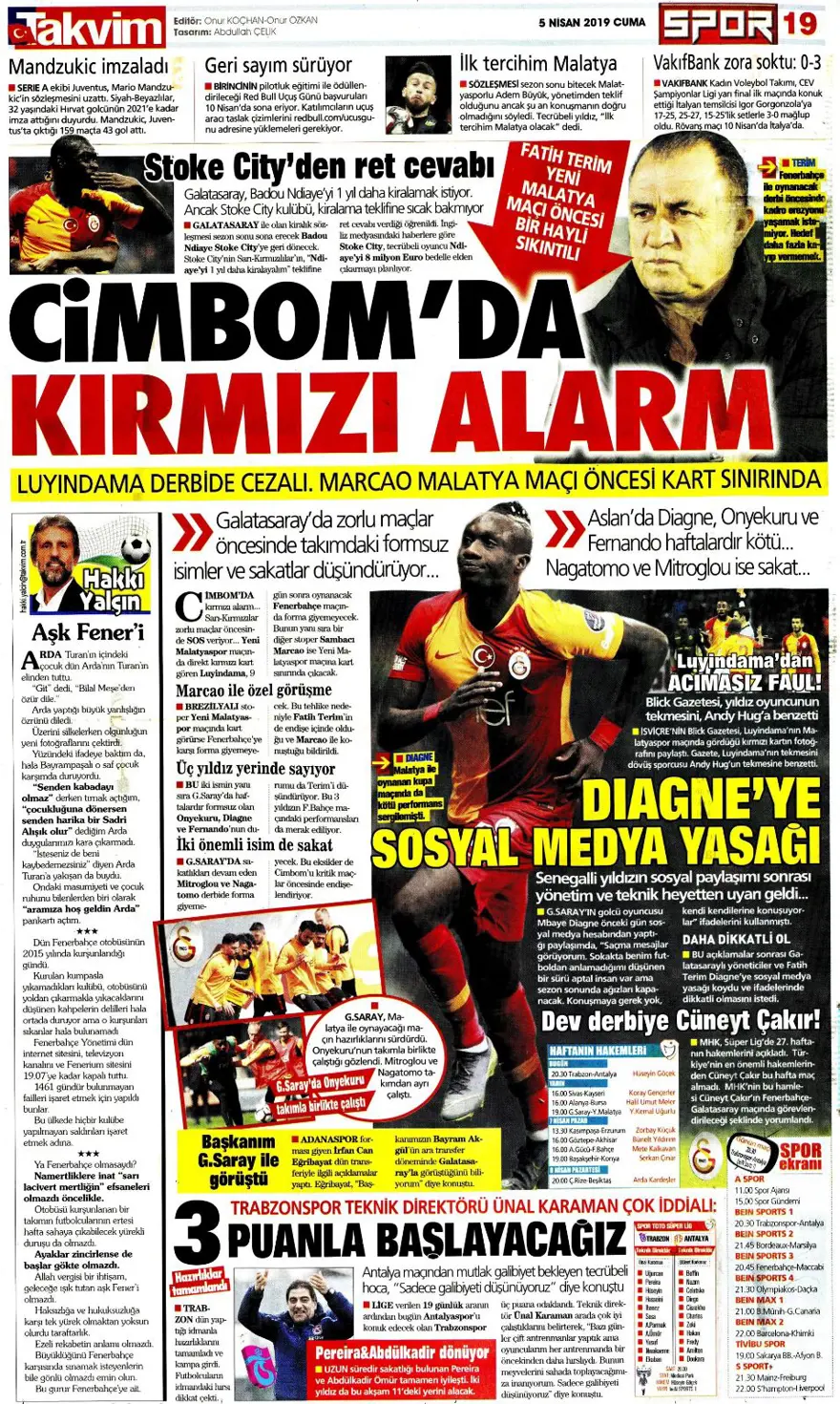 Günün spor manşetleri (5 Nisan 2019) 15