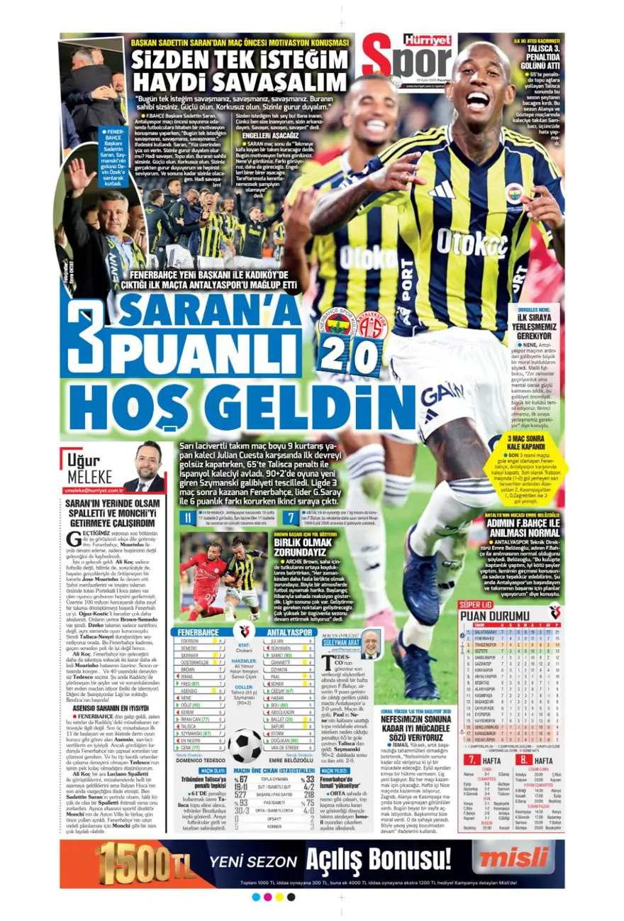 "Hayata dönüş" (29 Eylül 2025 spor manşetleri) 8