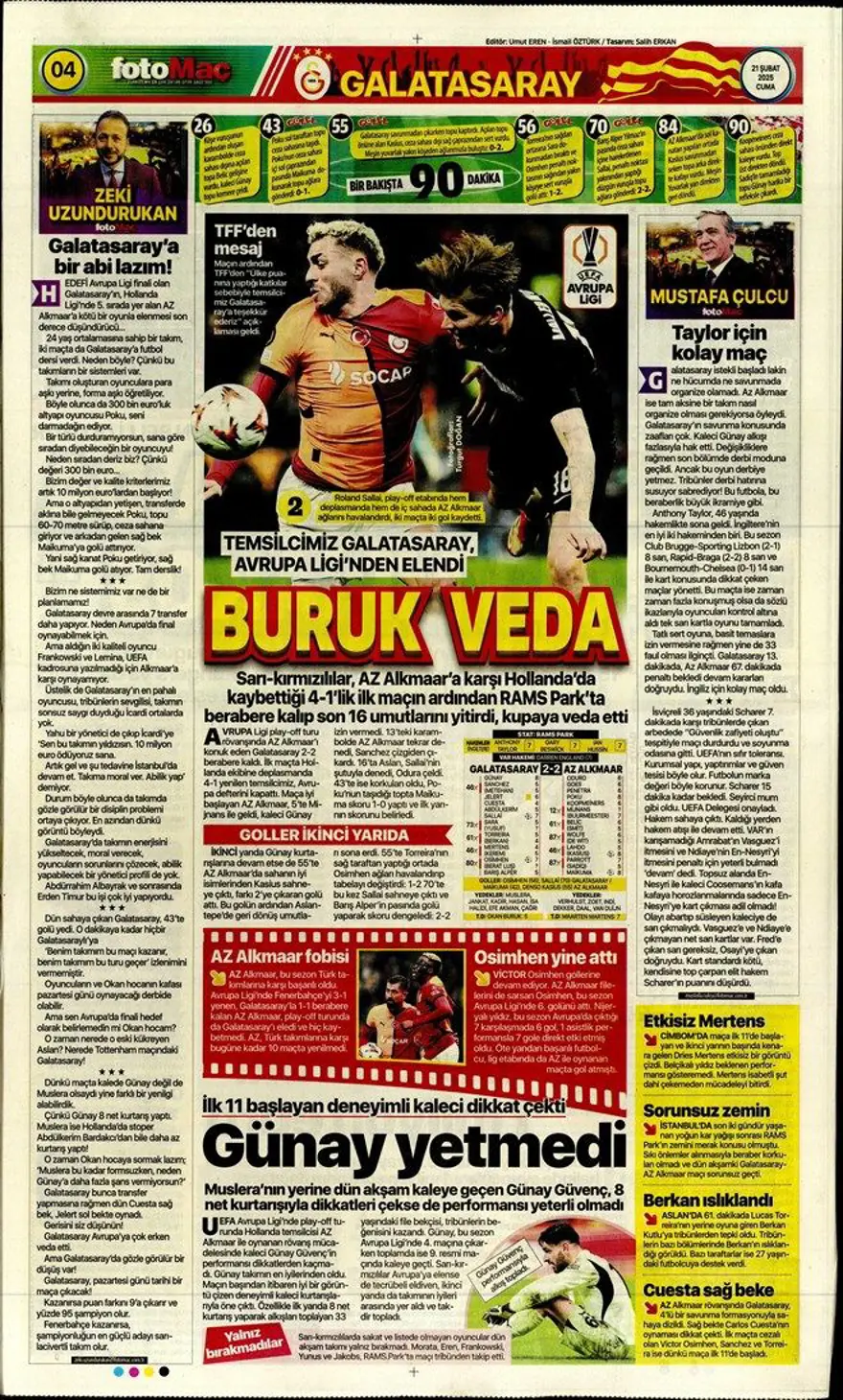 "Fener işi bitirdi" (21 Şubat 2025 spor manşetleri) 6