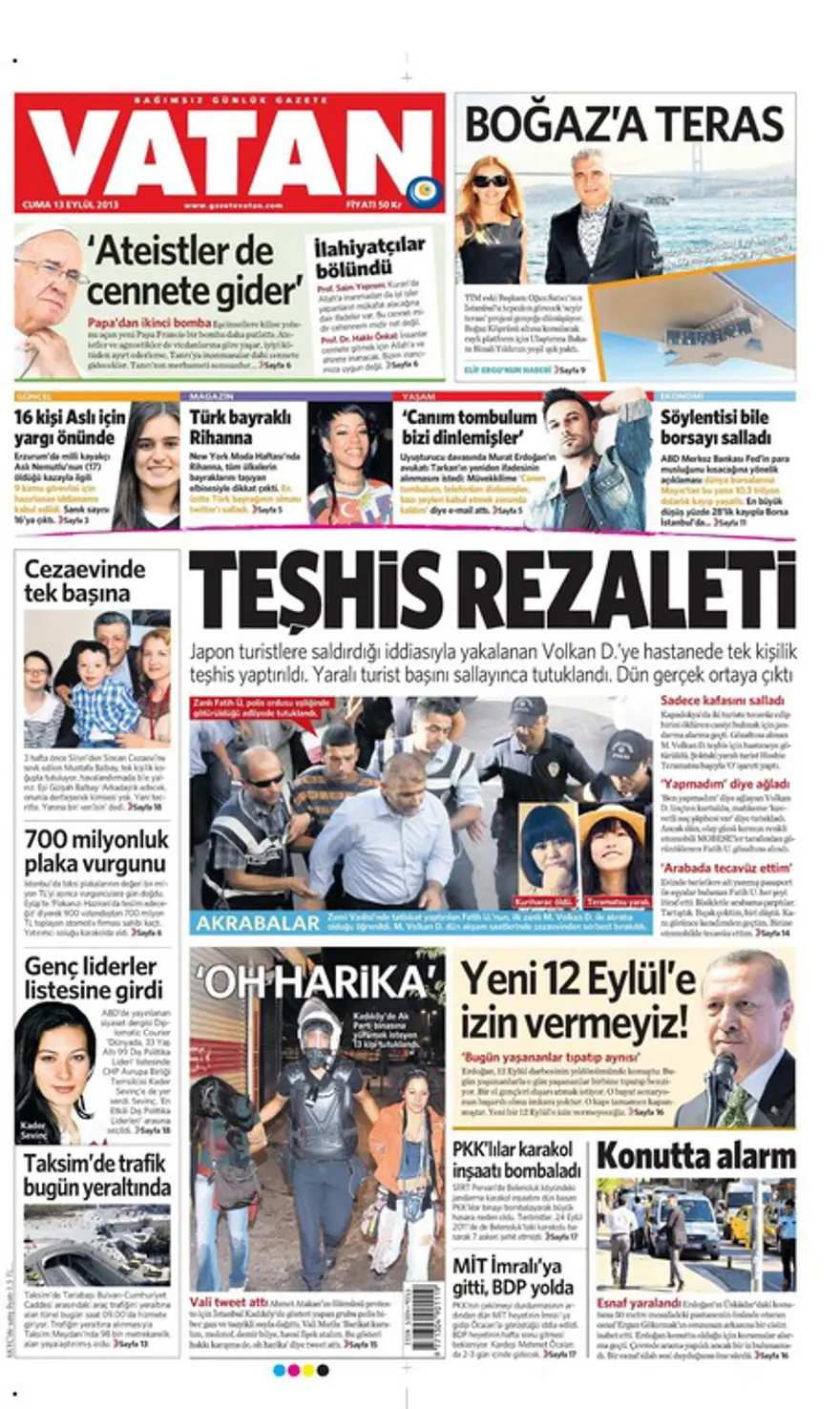 Günün Manşetleri- 13 Eylül 2013 8 Günün Manşetleri- 13 Eylül 2013 8