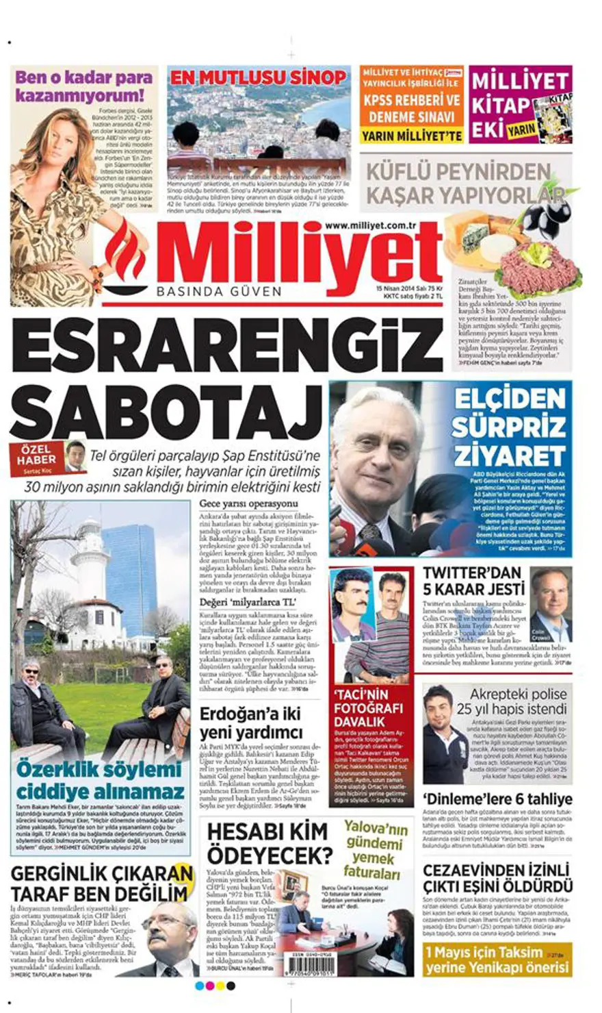 Günün gazete manşetleri - 15 Nisan 2014 3 Günün gazete manşetleri - 15 Nisan 2014 3