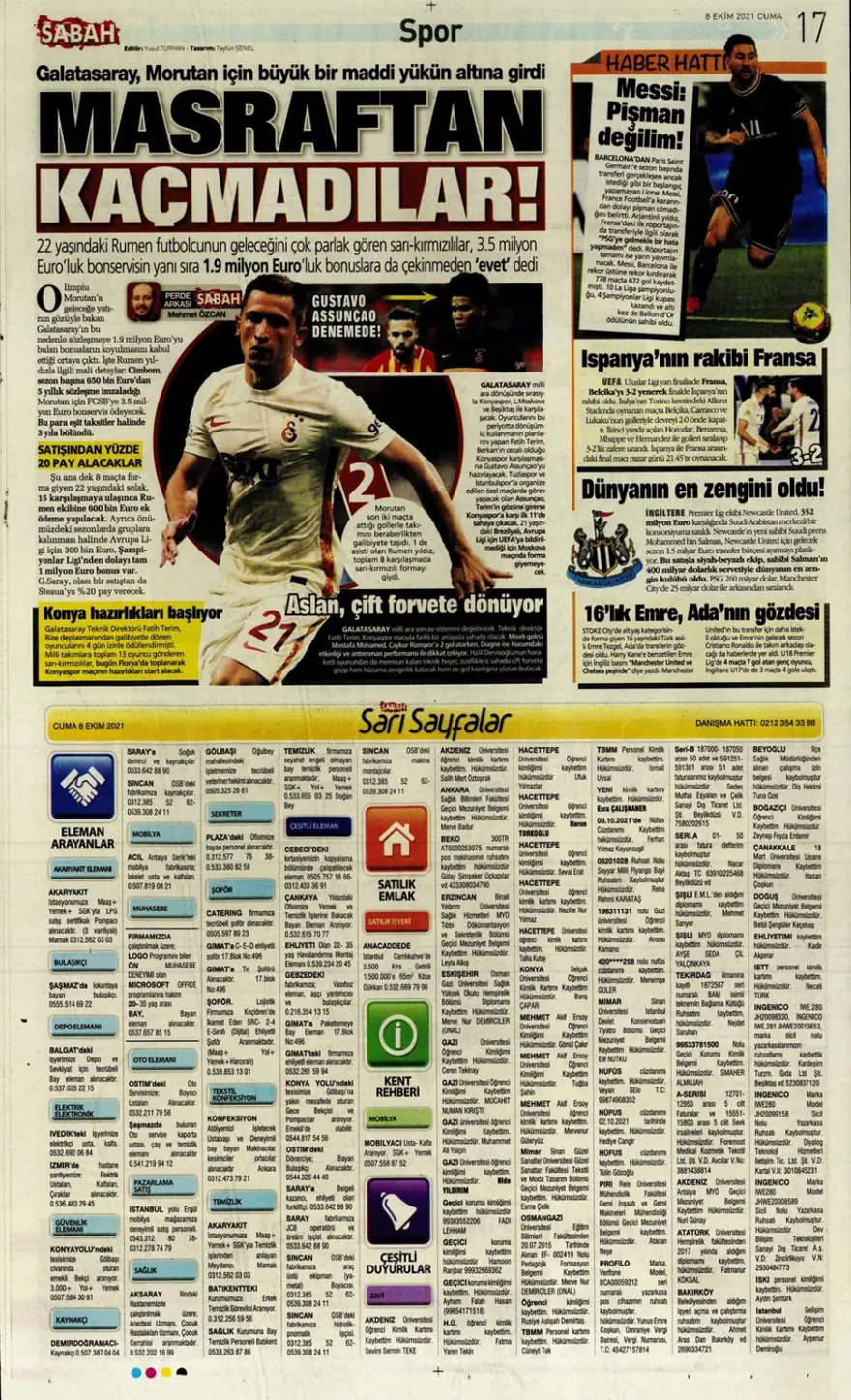 Günün spor manşetleri (8 Ekim 2021) 3