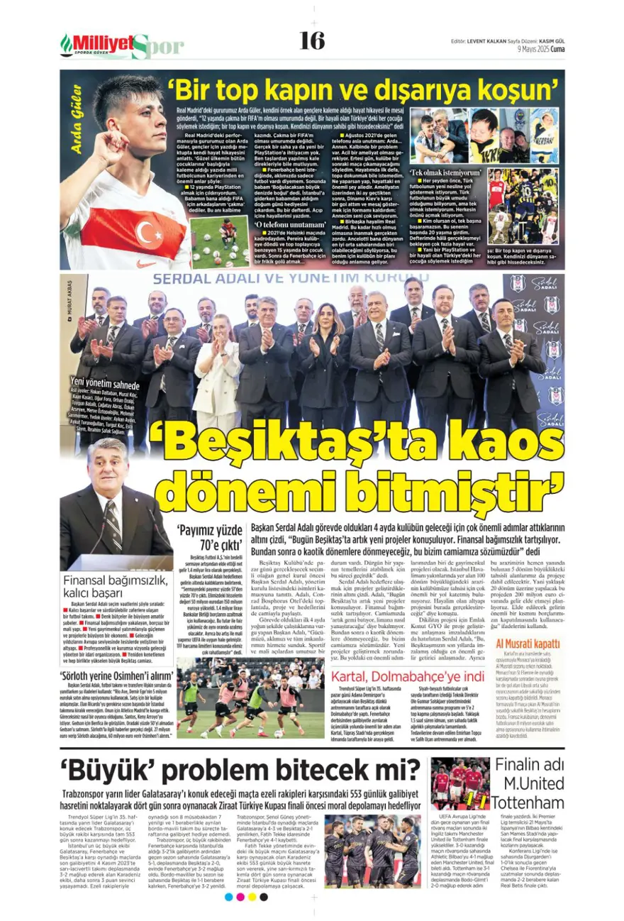 "Galatasaray 10'un peşini bırakmıyor" (9 Mayıs 2025 spor manşetleri) 20